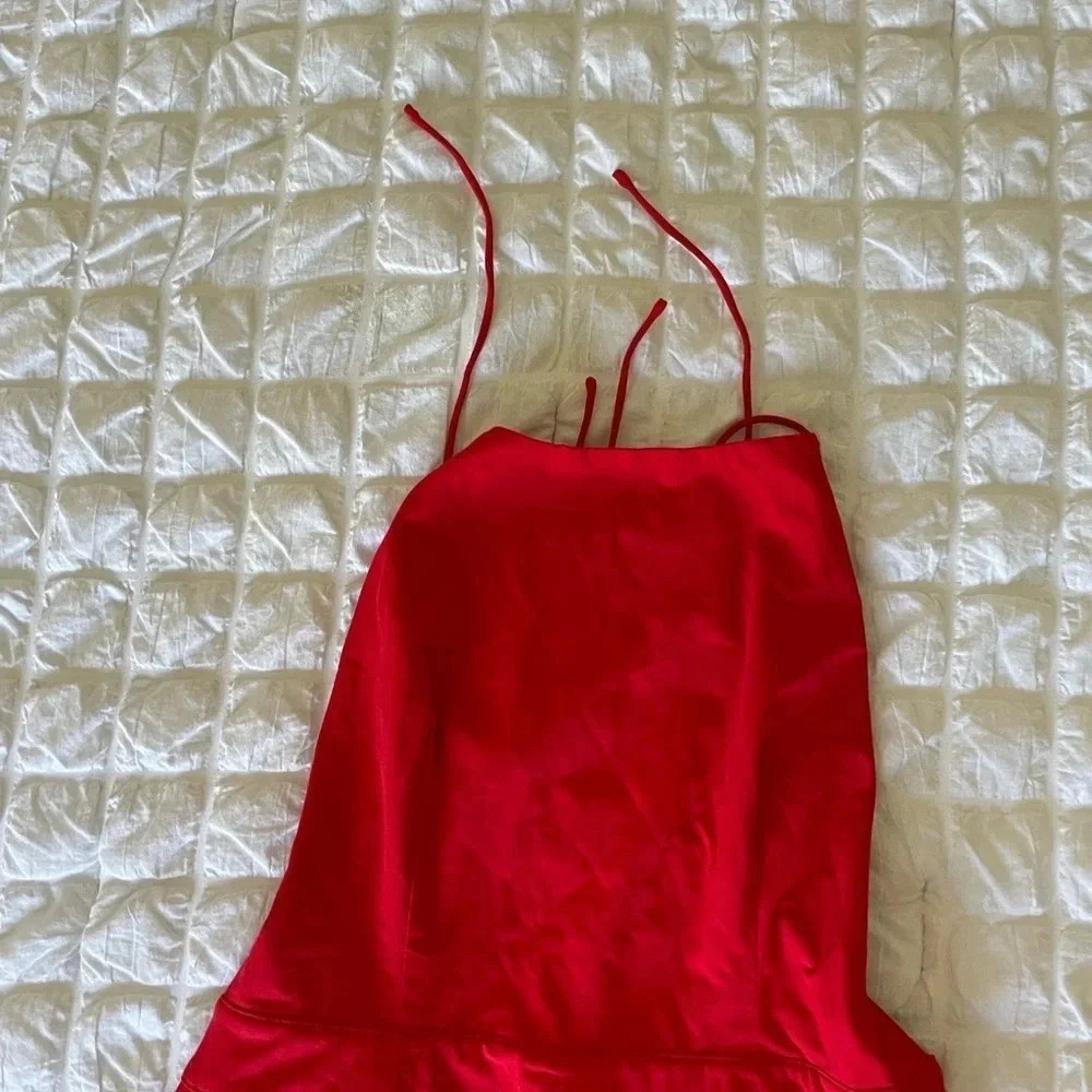 Revolve by the way red laced open back mini dress - image 4